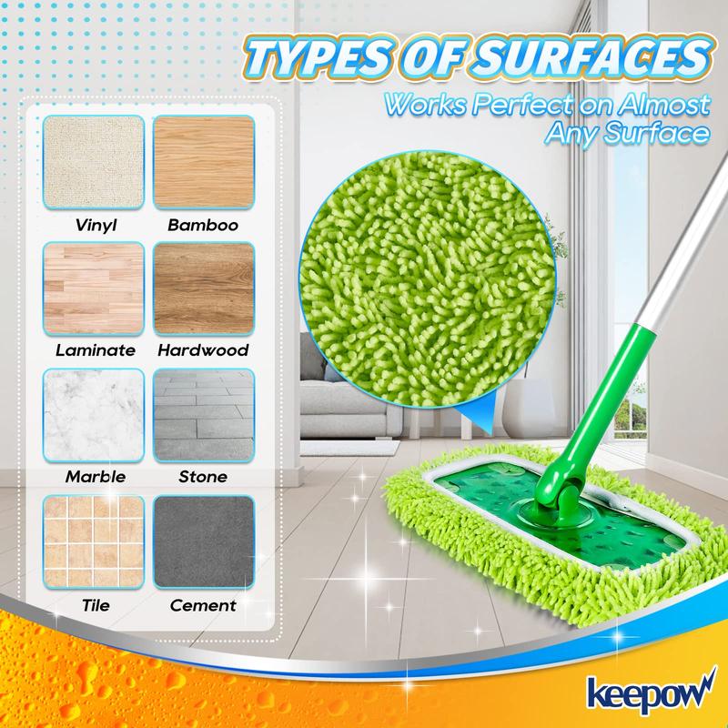 KEEPOW Dry Sweeping Wet Mopping Cloths for Swiffer Sweeper Reusable & Washable Microfiber Mop Pads (Mop is Not Included)