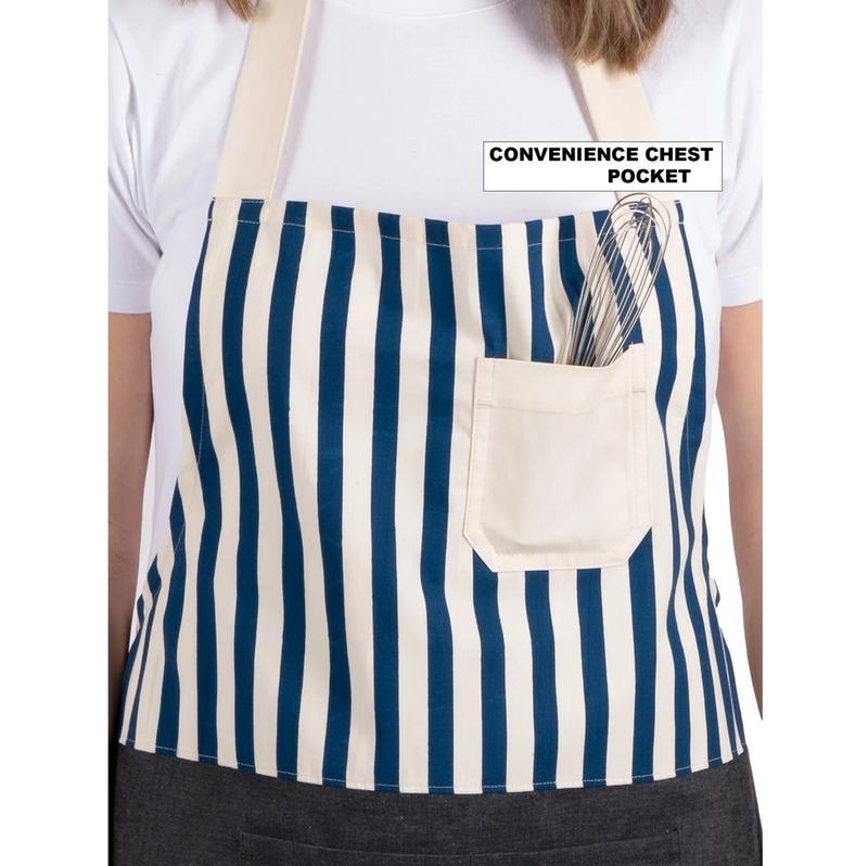 Navy Chef Kitchen Apron with Pockets, 28