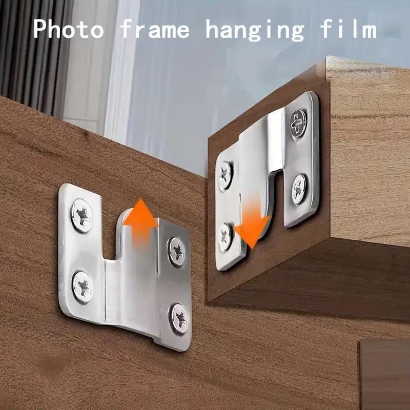 Interlock Hanging Buckle, Flush Mount Bracket, Furniture Connector, Wall Picture Frame Hanger, Display Photo Frame Hooks