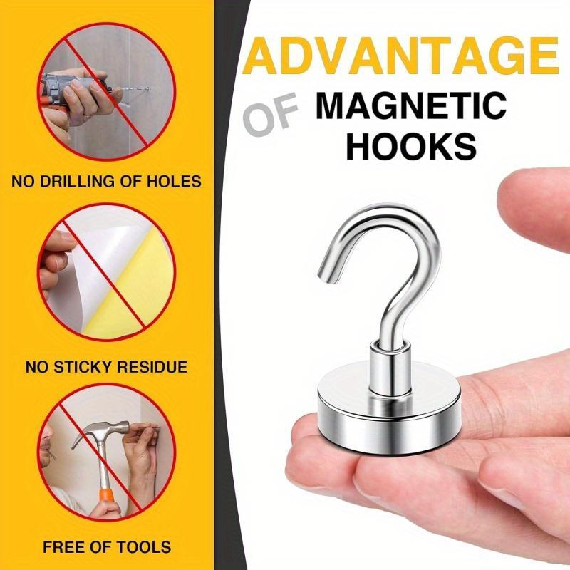 Magnetic Hook, 10pcs Stainless Steel Magnetic Hook for Towel, Magnetic Hanger for Kitchen, Home, Workplace, Office and Garage