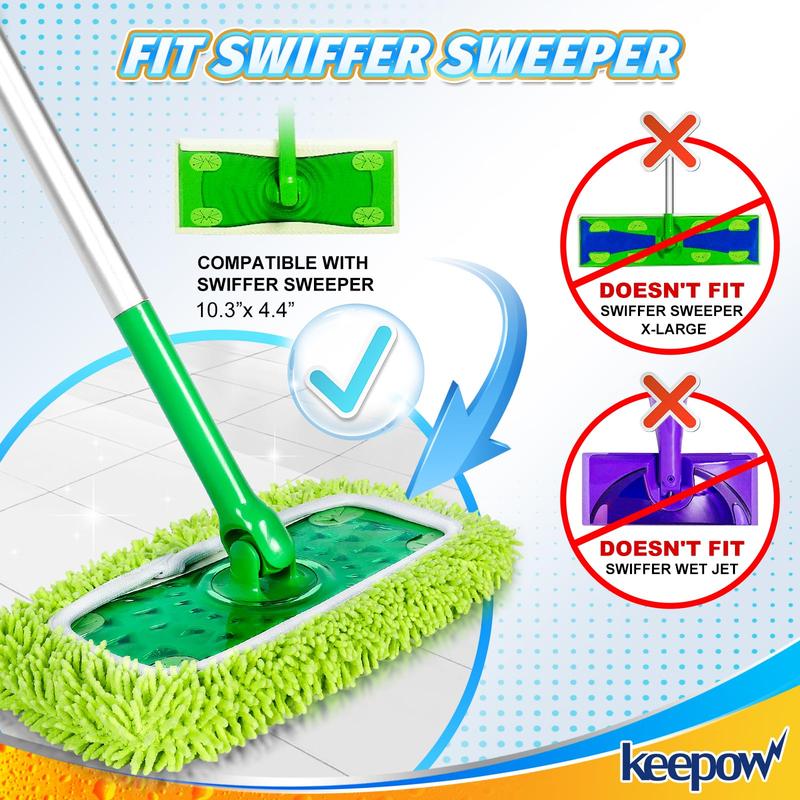 KEEPOW Dry Sweeping Wet Mopping Cloths for Swiffer Sweeper Reusable & Washable Microfiber Mop Pads (Mop is Not Included)