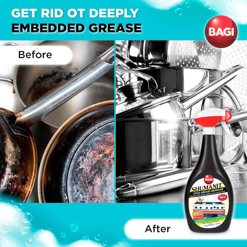 BAGI SHUMANIT - Cold Grease Remover. Spray for The immediate Removal of Stubborn and Burnt fats Grease