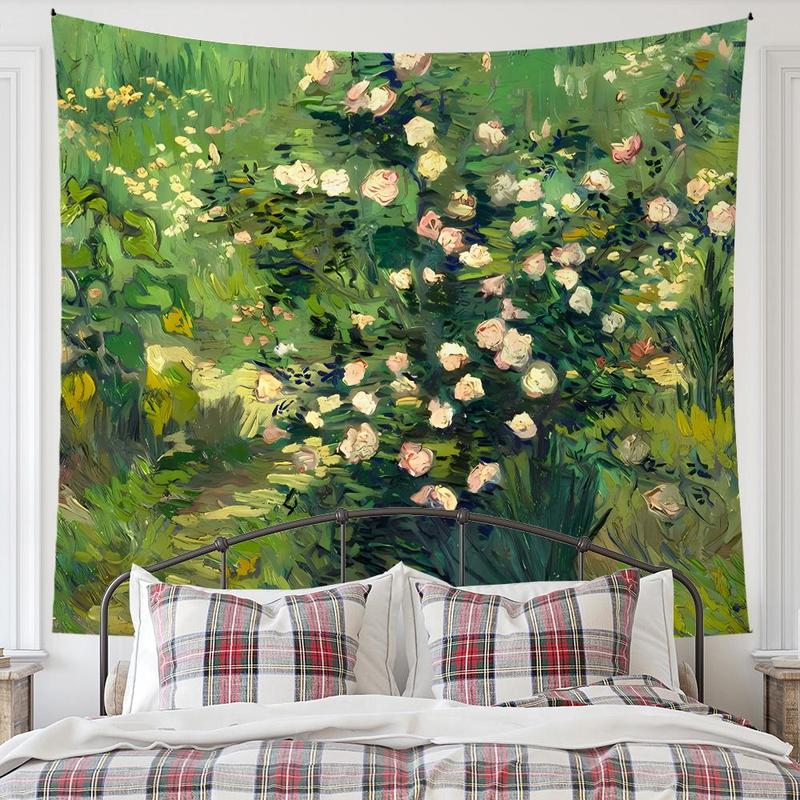 Modern Flower Print Tapestry for Mean Girls Decorations, 1 Count Spring Decor Green Art Landscape Pattern Hanging Tapestry, Wall Hanging Decor for Home Living Room Bedroom, Spring Home Decor Ideas