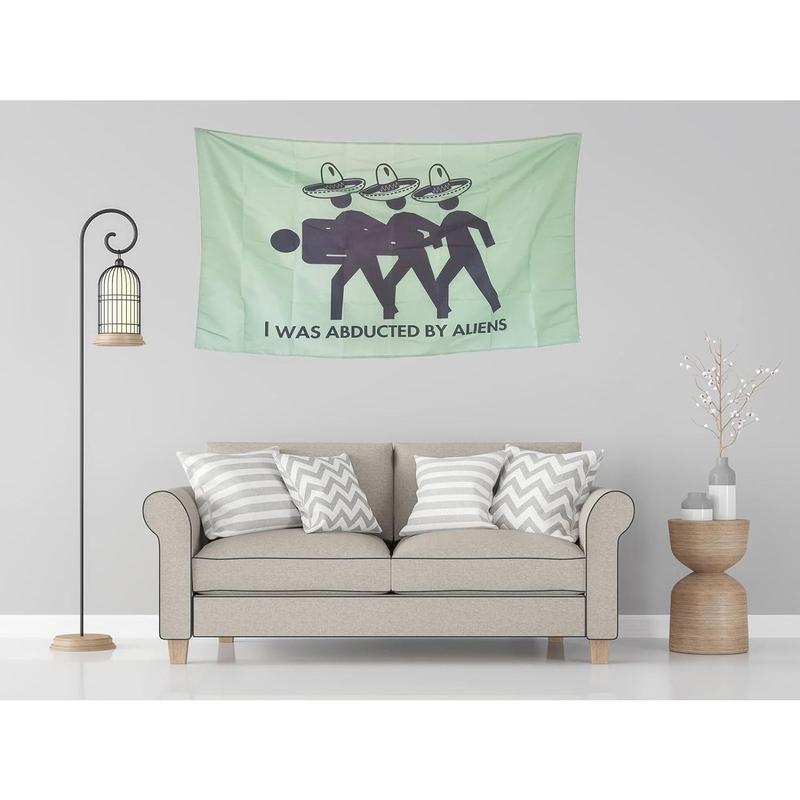 I Was Abducted By Aliens Funny Tapestry for Room Guys Teen College Dorm, 60x40in Outdoor Meme Cool Flags Boys Man Cave Fun Cheap Party Bedroom Frat House Wall Décor