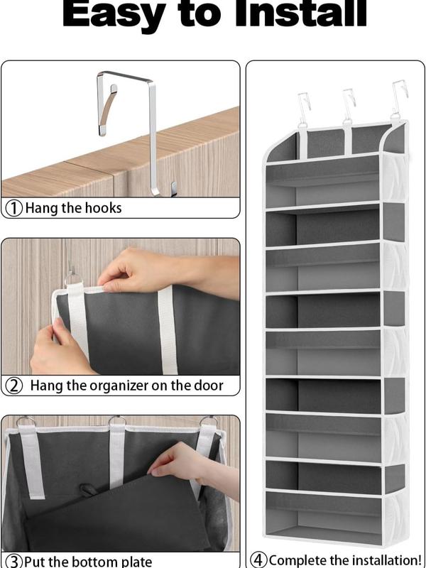 1 Pack Over The Door Storage Organizer with 5 Pockets 10 Mesh Pockets, 44 lbs Weight Capacity Door Hanging Organizers and Storage for Bedroom,Bathroom,Nursery,Kidroom,Babyroom,Dorm Room