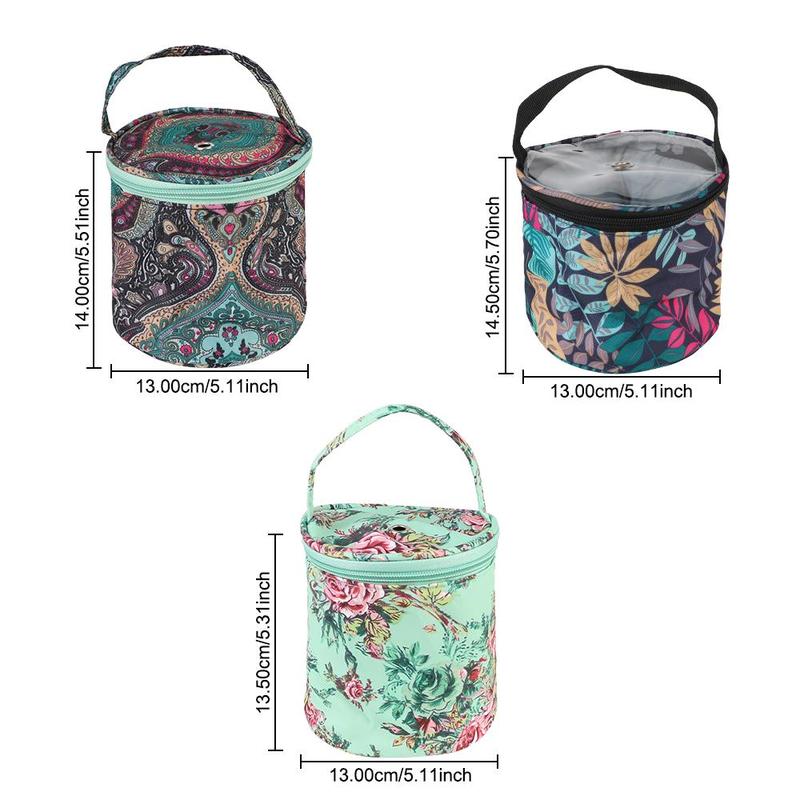 Floral Pattern Yarn Storage Bag, 1 Count Exquisite Round Sewing Thread Handbag, Sewing  Fabric Storage Bag for Home Cloth Shop Office Dormitory