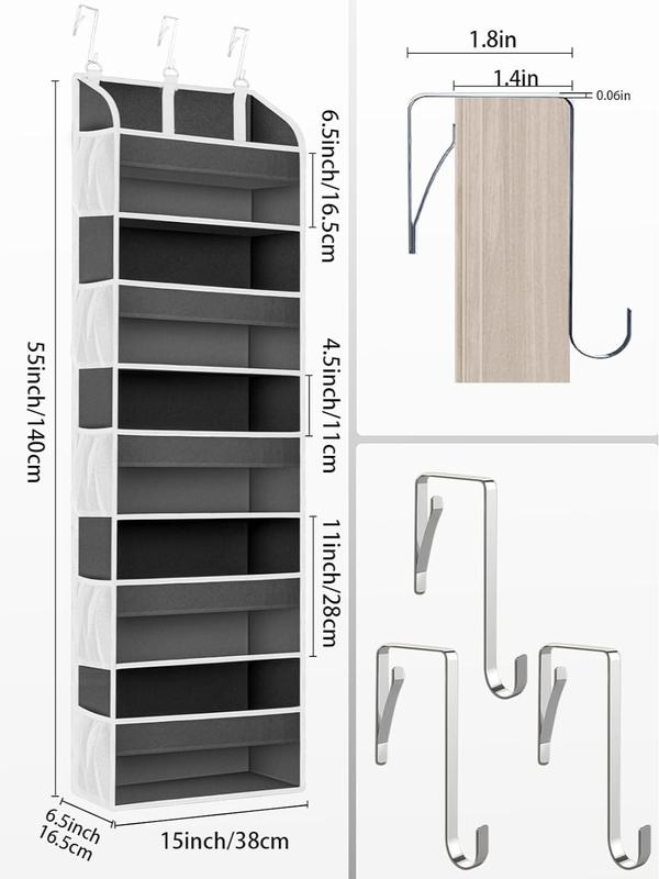 1 Pack Over The Door Storage Organizer with 5 Pockets 10 Mesh Pockets, 44 lbs Weight Capacity Door Hanging Organizers and Storage for Bedroom,Bathroom,Nursery,Kidroom,Babyroom,Dorm Room