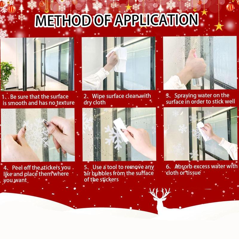 Merry Christmas Window Sticker, 6 Sheets 178pcs Double Sided Static Cling Window Decal, Reusable Decal for Home Office Party Decoration