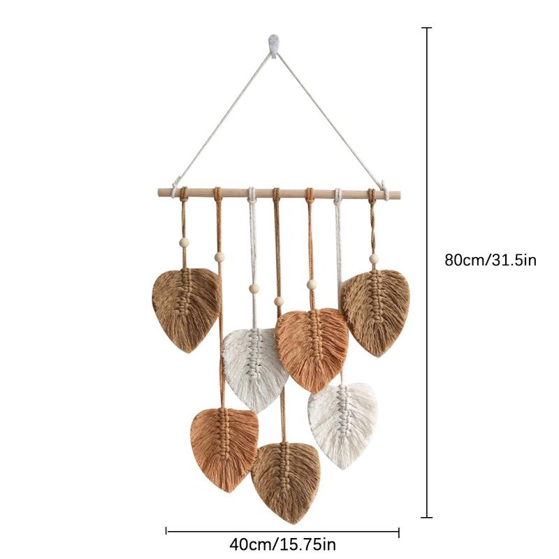 Boho Style Leaf Shaped Wall Hanging Home Decor, Creative Handmade Woven Rope Wall Art, Wall Decor For Living Room & Bedroom, Spring Hanging Decor for Home, Spring Decor 2024