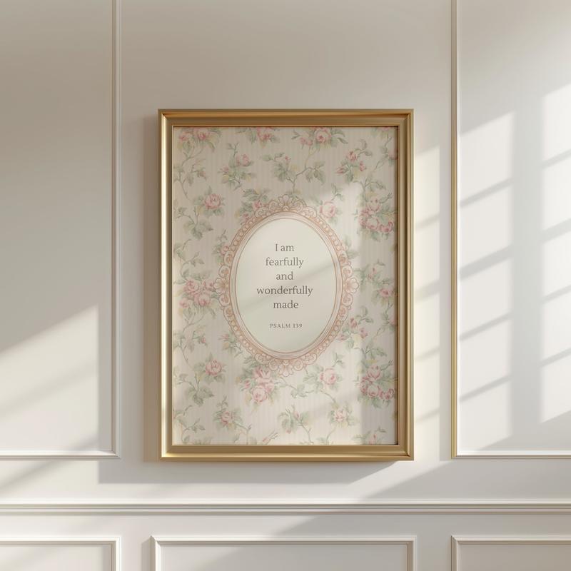 Psalm 139 Poster No Frame, Fearfully and Wonderfully Made, Pink Christian  Nursery Decor, Soft Vintage Cottagecore, Decor Home inspirational wall art