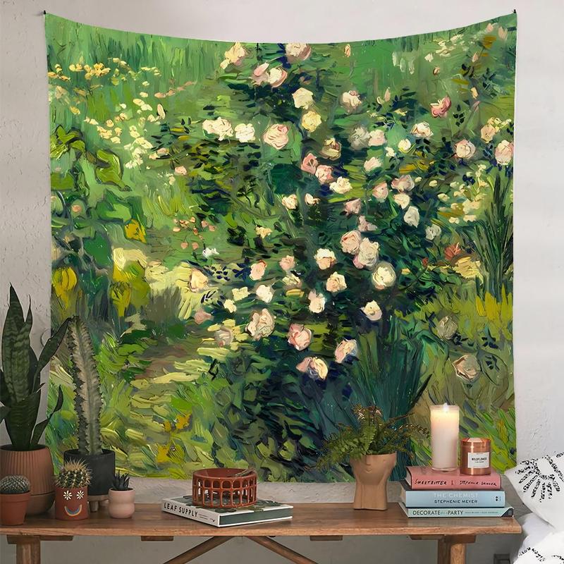 Modern Flower Print Tapestry for Mean Girls Decorations, 1 Count Spring Decor Green Art Landscape Pattern Hanging Tapestry, Wall Hanging Decor for Home Living Room Bedroom, Spring Home Decor Ideas