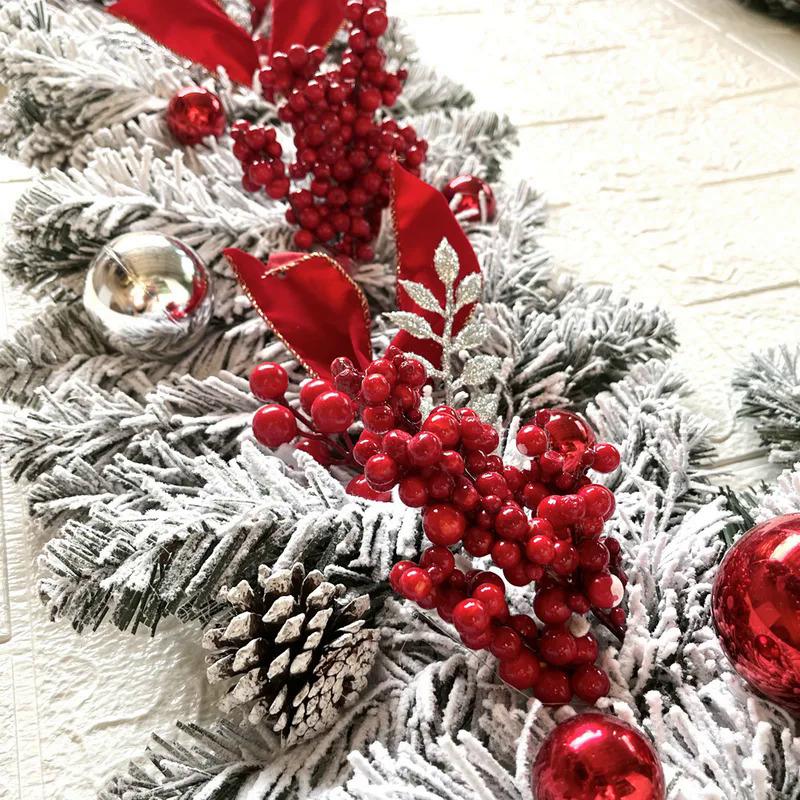 Christmas Wreath Rattan Set Christmas Decoration 2025 Red Bow Wreath For Front Door Xmas Decor Flower Garland Outdoor Home Decor Ornaments christmas 2024 ornament glass cleaner heavy leather apron