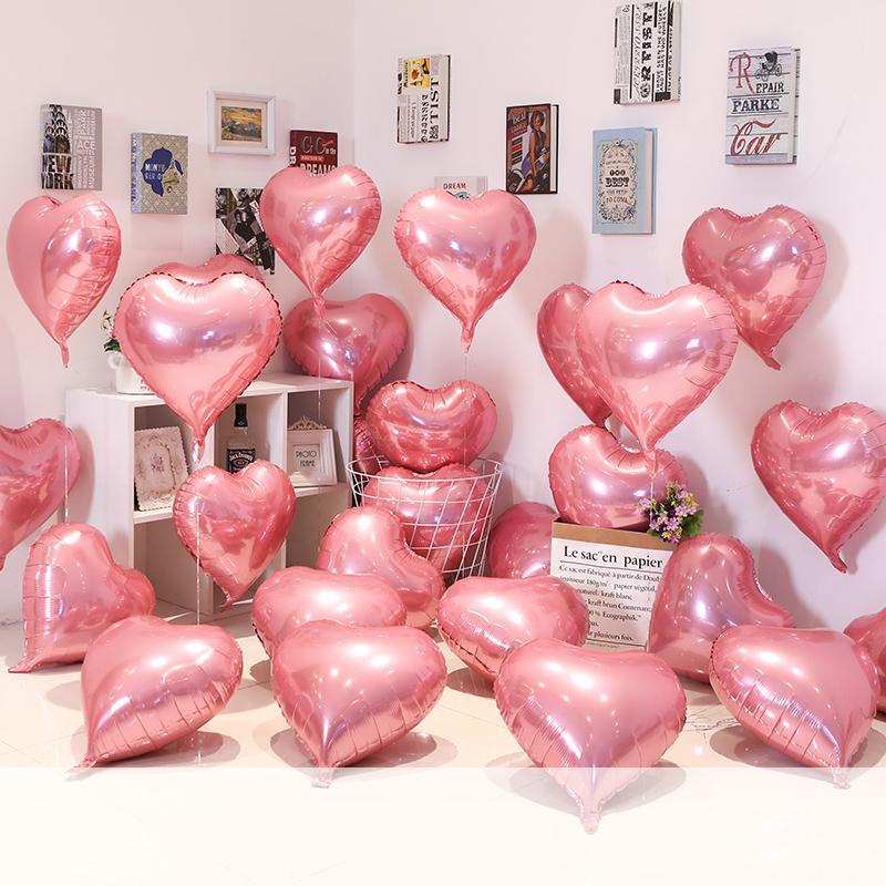 Romantic Heart Shaped Balloon, 50pcs 18 Inch Aluminum Foil Balloon, Party Decoration Balloon, Wedding Birthday Festive Party Supplies