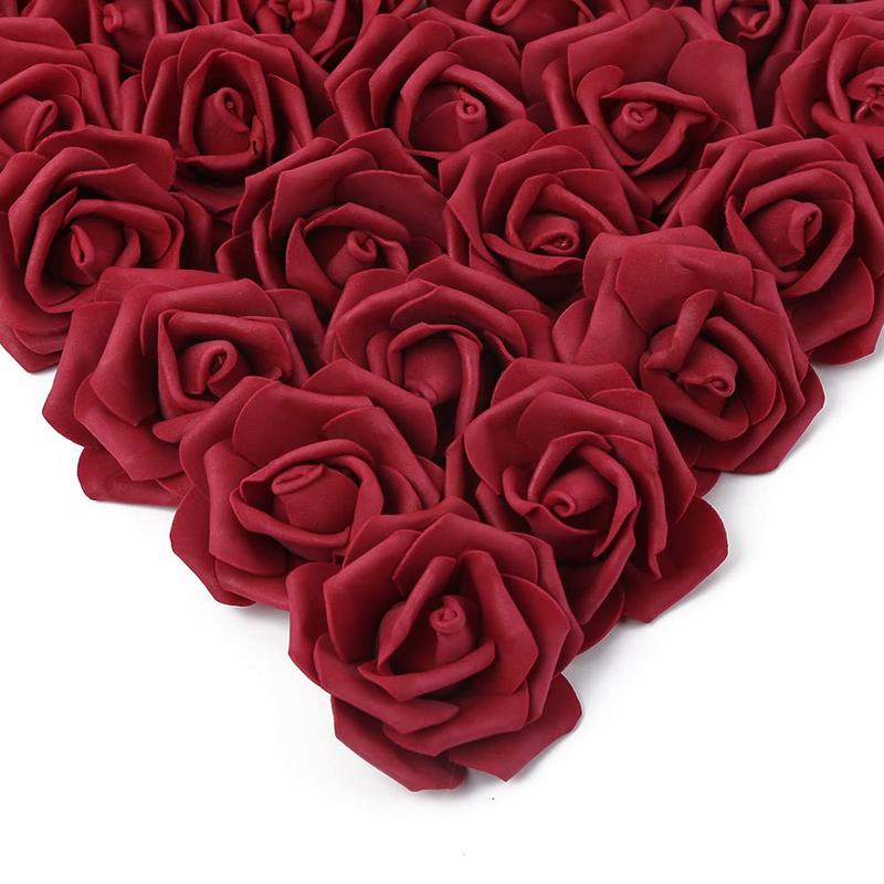 100 pieces Pink Roses Artificial Flowers Pink Foam Roses Heads Bulk Pink Flowers Artificial Roses for Baby Shower Decorations Decorative Fruit