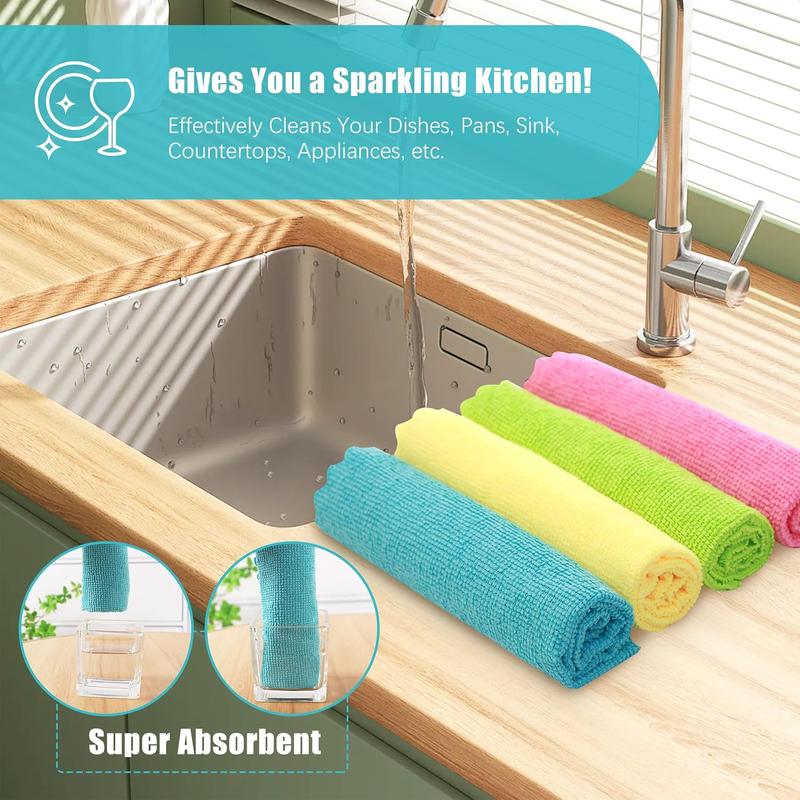 12 Pack Microfiber Cleaning Cloth - Reusable Cleaning Rag, Fast Drying Cleaning Towels,12