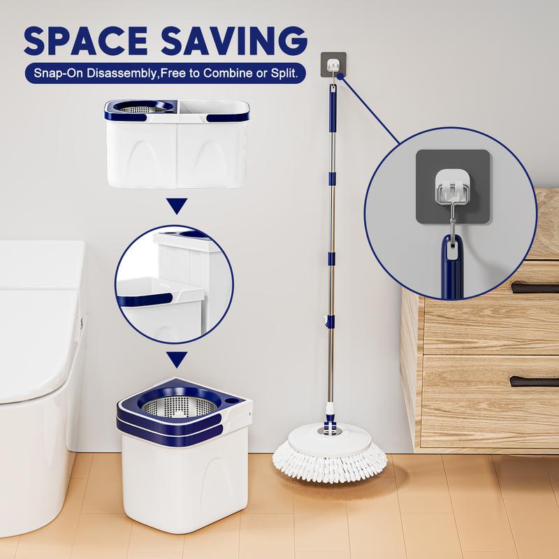 SuperFitu Double Bucket Spin Mop and Bucket System for Clean Water and Sewage Separation - Pet, Cleaning Light wet  mop