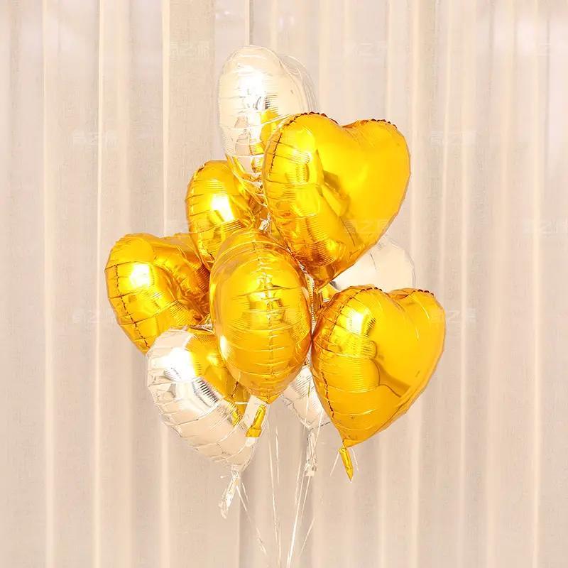 Romantic Heart Shaped Balloon, 50pcs 18 Inch Aluminum Foil Balloon, Party Decoration Balloon, Wedding Birthday Festive Party Supplies