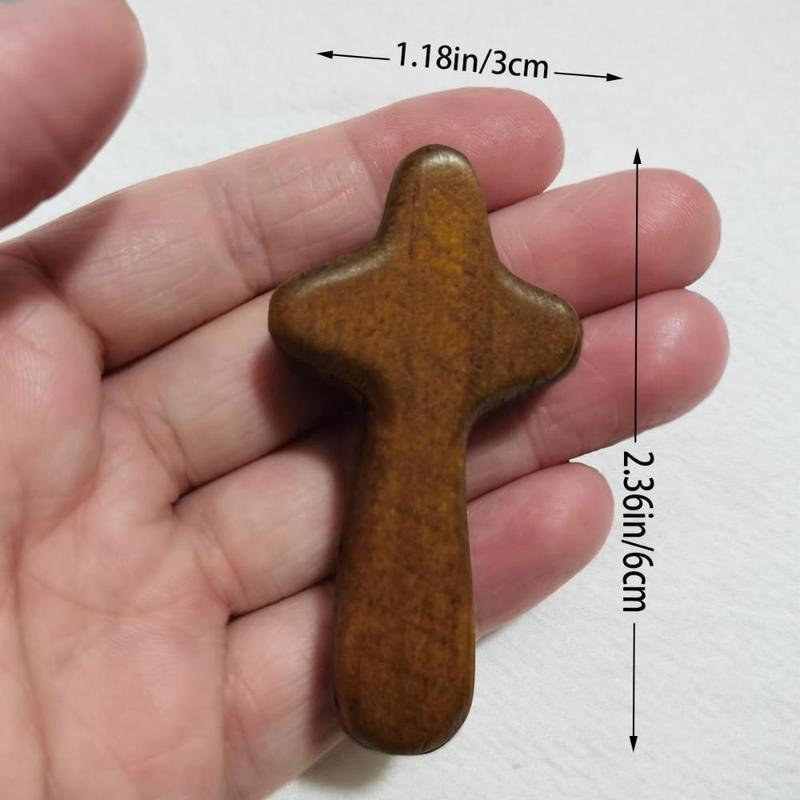 Wooden Mini Cross, 16pcs set Portable Handheld Prayer Cross, Religious Decorations for Home Church Outdoor Activities