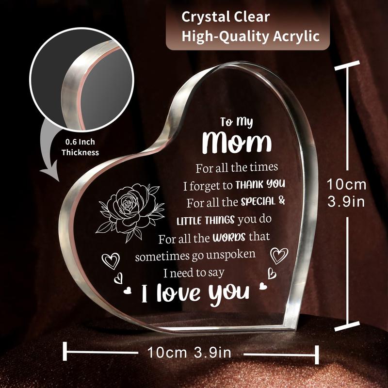 Gifts for Mom, Mom Birthday Gifts - Acrylic Keepsake 3.9x3.9 Inch - I Love You Mom Gifts from Son Daughter - Best Mothers Day Valentines Day Christmas Gifts for Mom