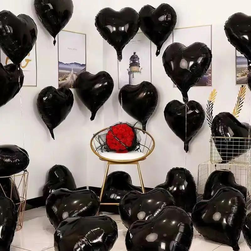 Romantic Heart Shaped Balloon, 50pcs 18 Inch Aluminum Foil Balloon, Party Decoration Balloon, Wedding Birthday Festive Party Supplies