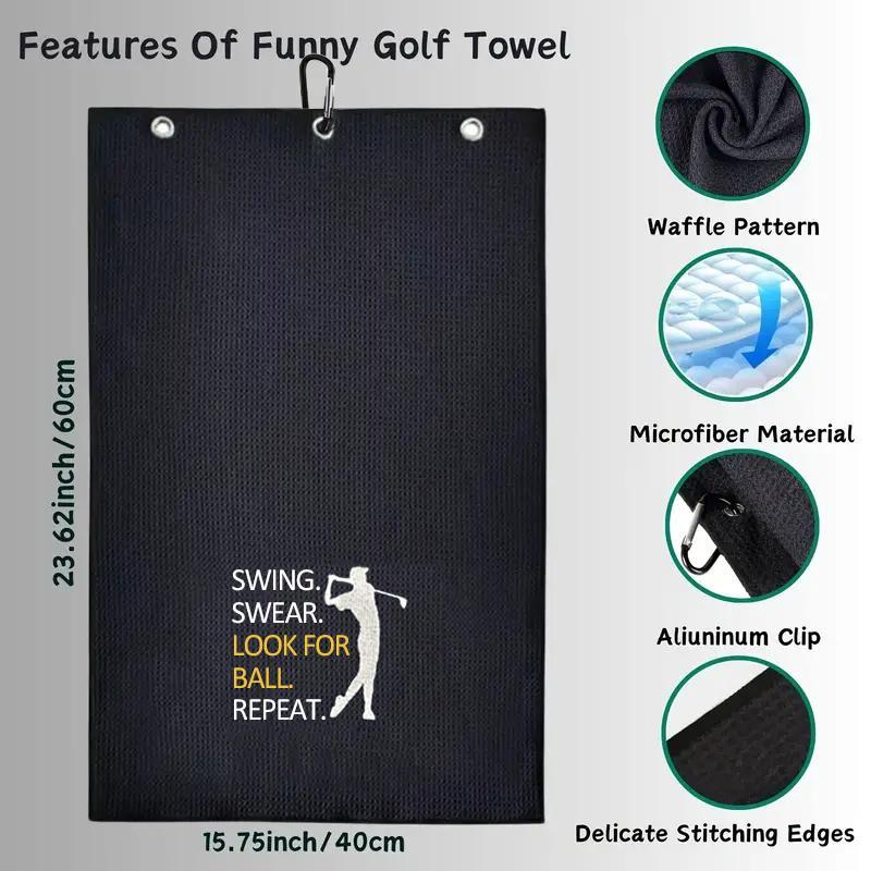 Golf Towel, Soft Absorbent Golf Towel with Clip, Portable Golf Towel for Outdoor Sports, Christmas, Christmas Gift