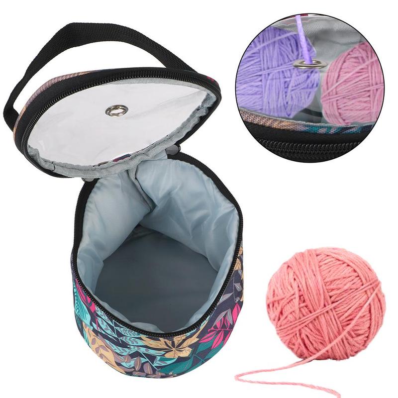 Floral Pattern Yarn Storage Bag, 1 Count Exquisite Round Sewing Thread Handbag, Sewing  Fabric Storage Bag for Home Cloth Shop Office Dormitory