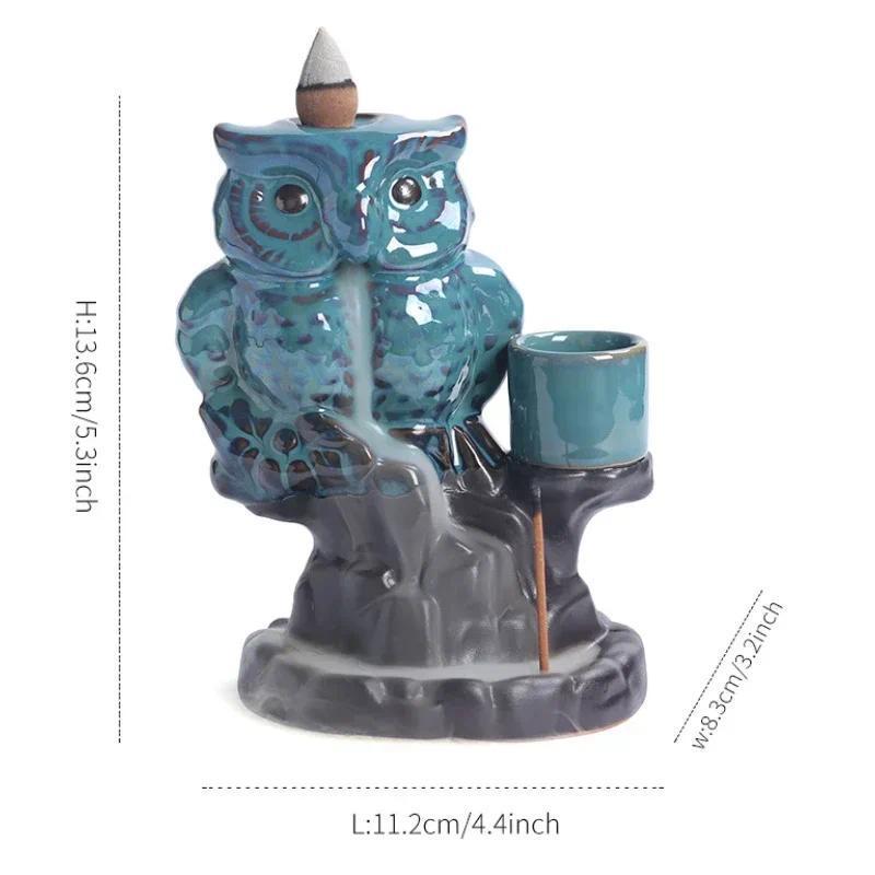 Creative Owl Design Incense Burner, 1 Count Ceramic Backflow Incense Holder, Home Decoration for Living Room Bedroom, Gift for Owl Lovers