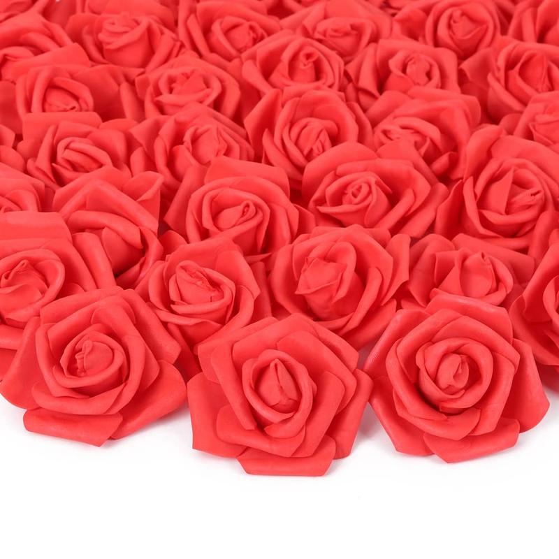 100 pieces Pink Roses Artificial Flowers Pink Foam Roses Heads Bulk Pink Flowers Artificial Roses for Baby Shower Decorations Decorative Fruit