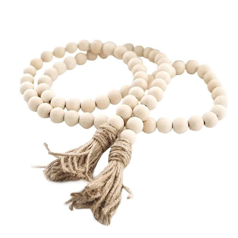 Wooden Bead with Tassel, 1 Count Bohemian Style Decoration for Table Desk & Door, Home Decor