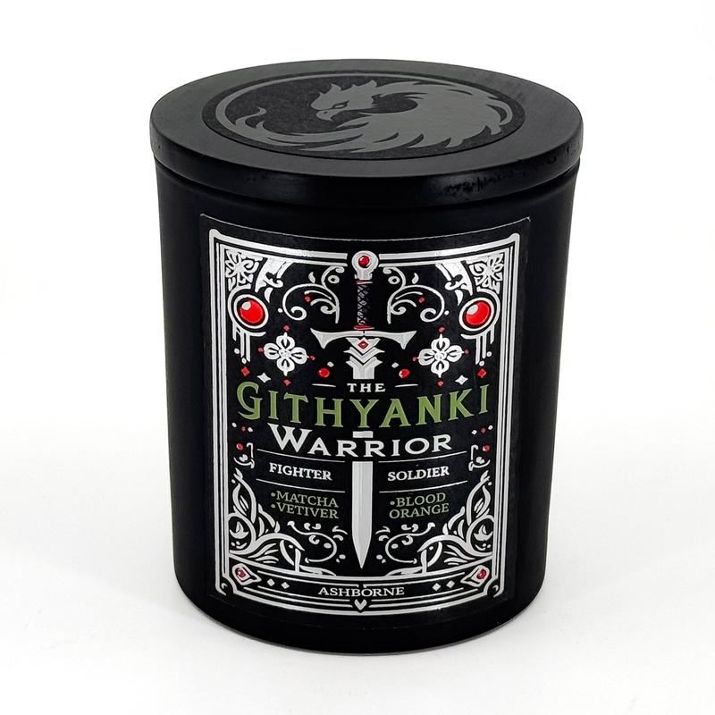 The Githyanki Warrior - 8oz Scented Candle - Matcha, Vetiver, Blood Orange - Natural Coconut Wax - 35 h Burn Time - Premium Foil Label