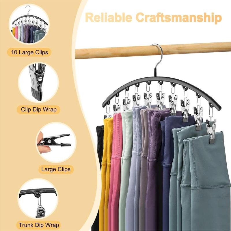 Stainless Steel Hanger with 15 Clips, 8 Counts Space Saving Hanger, Multifunctional Home Storage Rack for Bedroom Wardrobe