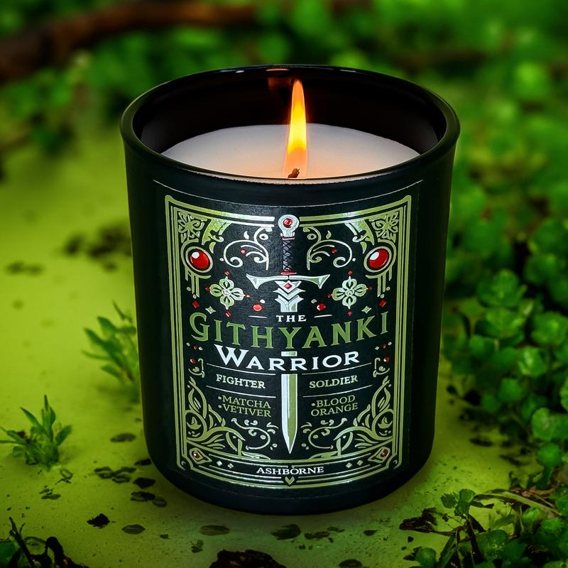 The Githyanki Warrior - 8oz Scented Candle - Matcha, Vetiver, Blood Orange - Natural Coconut Wax - 35 h Burn Time - Premium Foil Label