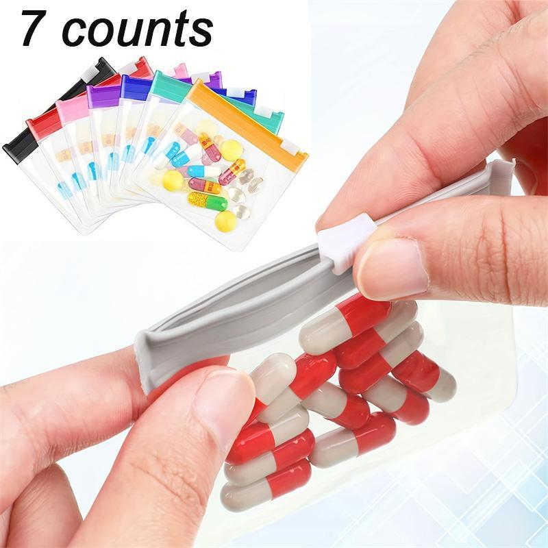 Clear Zipper Pill Storage Bag, 7 Counts set Reusable Pill Organizer, Portable Pill Storage Bag for Travel, Home Organizer for Pill & Small Item