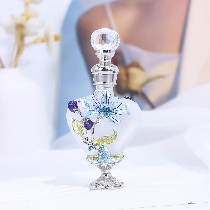 10ml Heart Shaped Orchid Perfume Bottle, 1 Count Refillable Empty Perfume Bottle, Storage Bottle for Essential Oil Perfume Jewelry, Home Decor