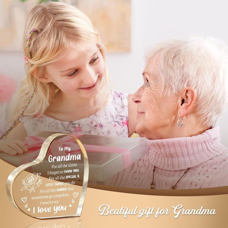 Gifts for Grandma, Grandma Christmas Gifts - Acrylic Keepsake 3.9x3.9 Inch - Best Grandma Gifts from Grandkids, Valentines Day Birthday Gifts for Grandma Grandmother Gift Ideas