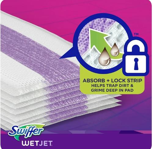 Swiffer Wet Jet Mop Cleaning Pads Refill, Floor Cleaner for Mopping Wood, Laminate, Tile, 24ct