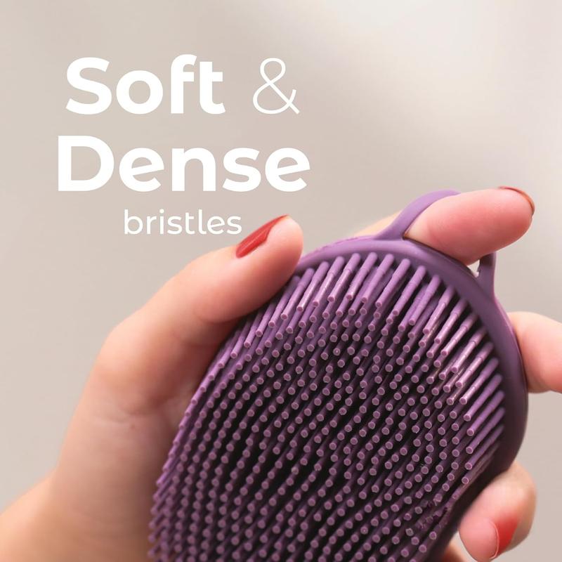 Exfoliating Silicone Body Scrubber Pro 2-in-1 Shower Scrubber for Body, Silicone Loofah and Body Massager (Purple, Body + Massage)