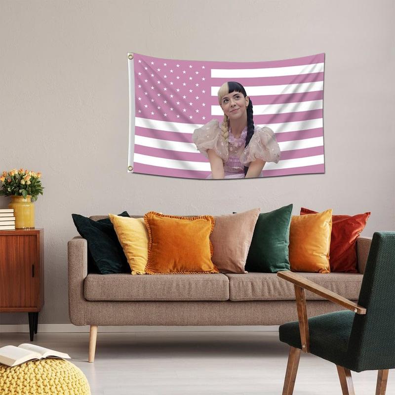 Melanie Martinez Flag Pattern Flag for Room Decor, 1 Count American Flag Pattern Wall Hanging Banner, Wall Decor for Home Living Room Bedroom Dormitory, Home Decor