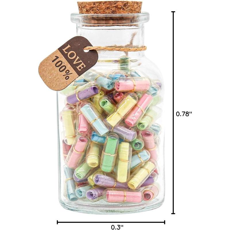 Capsule Letters Message in a Bottle - Cute Things Gifts for Boyfriend Girlfriend - Love Letter for Anniversary, Birthday,Valentines Day, Mother's Day Gift (Mixed Color 100pcs)