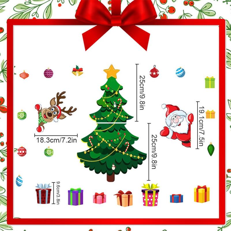 Christmas Themed Magnetic Sticker, Cartoon Santa Claus & Reindeer & Tree Pattern Refrigerator Magnets, Holiday Party Atmosphere Enhancer