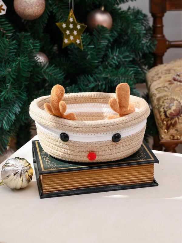 Christmas Decorative Basket Christmas Cotton Rope Storage Basket