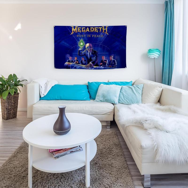 Megadeth Rust in Peace Poster Funny Flag Music Tapestry Aesthetic Decorative Durable Man Cave Wall tapestry Suitable For Indoor And Outdoor Decorate for College Dorm Room ,Outdoor,Parties gifts,