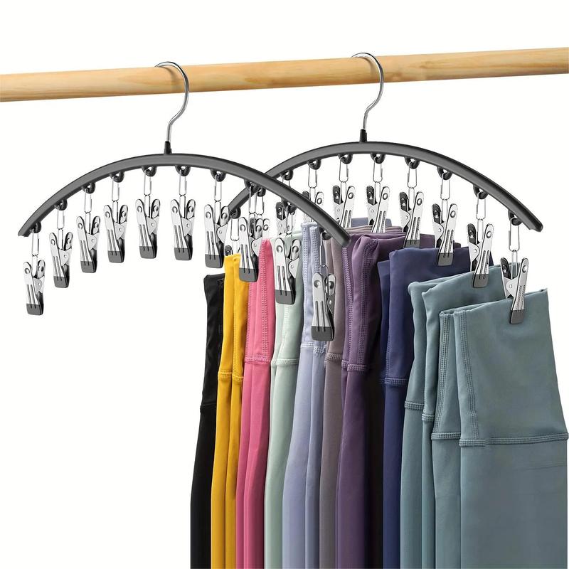 Stainless Steel Hanger with 15 Clips, 8 Counts Space Saving Hanger, Multifunctional Home Storage Rack for Bedroom Wardrobe