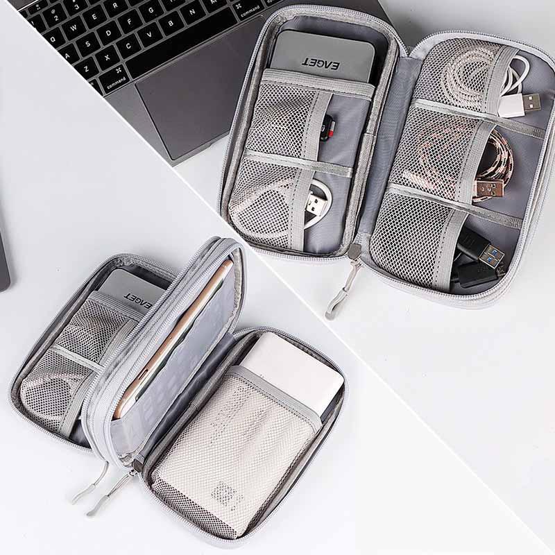 Electronic Accessories Organizer, 1 Count Multi-layer Data Cable Storage Bag, Dustproof Headphone Cable Storage Bag, Portable Travel Data Cable Organizer