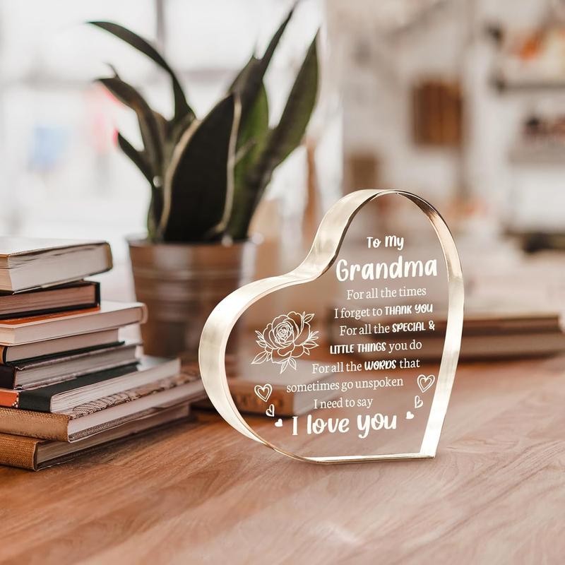 Gifts for Grandma, Grandma Christmas Gifts - Acrylic Keepsake 3.9x3.9 Inch - Best Grandma Gifts from Grandkids, Valentines Day Birthday Gifts for Grandma Grandmother Gift Ideas