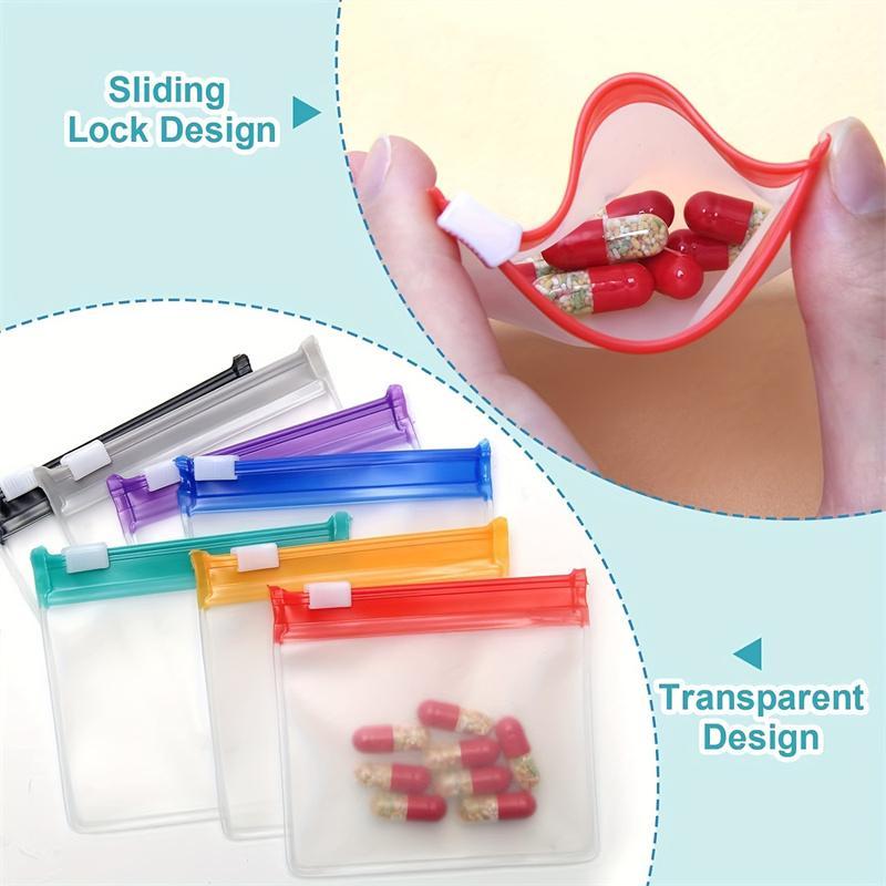 Clear Zipper Pill Storage Bag, 7 Counts set Reusable Pill Organizer, Portable Pill Storage Bag for Travel, Home Organizer for Pill & Small Item