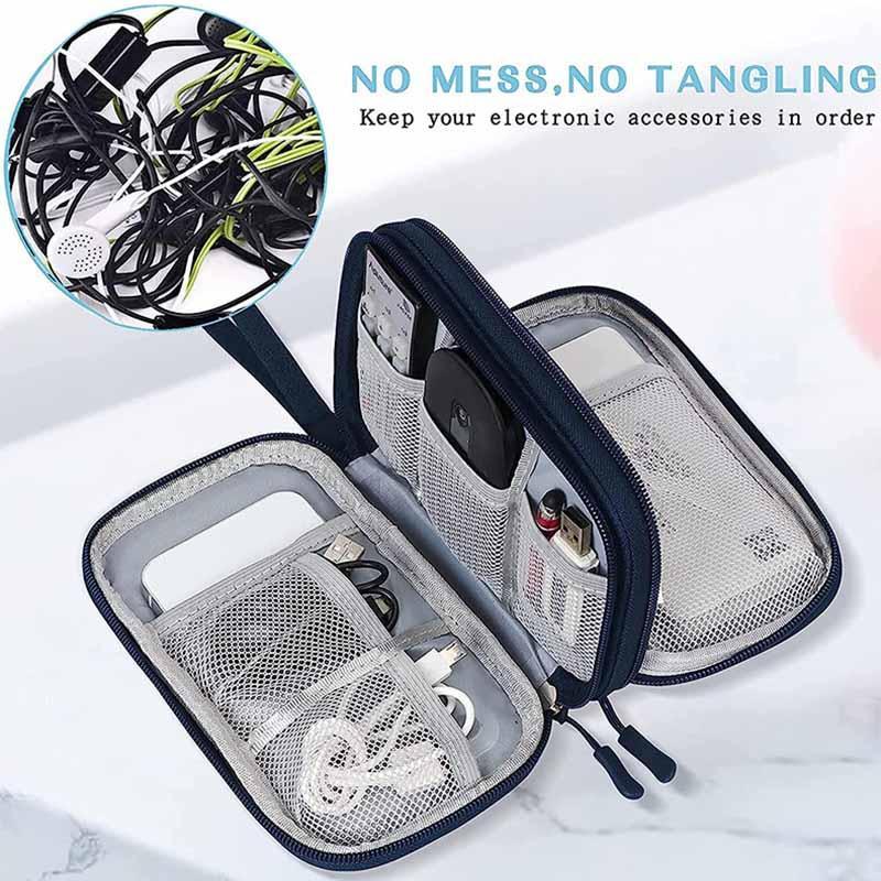 Electronic Accessories Organizer, 1 Count Multi-layer Data Cable Storage Bag, Dustproof Headphone Cable Storage Bag, Portable Travel Data Cable Organizer