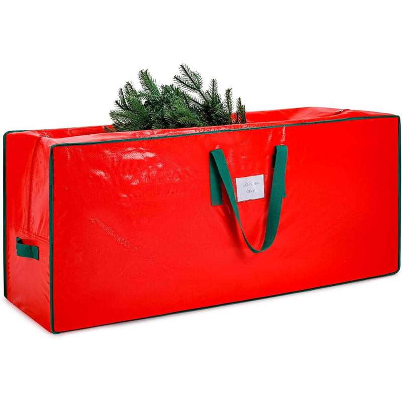 Christmas Tree Storage Bag - Fits Up to 7.5 Foot Xmas Holiday Tree, Zippered Bag, Carry Handles, Durable Waterproof Material, Protects Against Dust and Moisture, Red