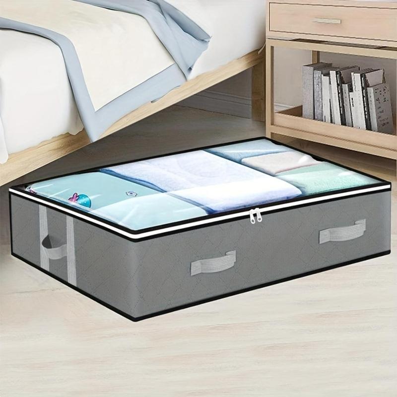 Under Bed Storage Box, 1 Count Large Capacity Waterproof Fabric Storage Bin with Reinforced Handles & Zipper, Multipurpose Flip Top Container for Comforter Blanket Bedding