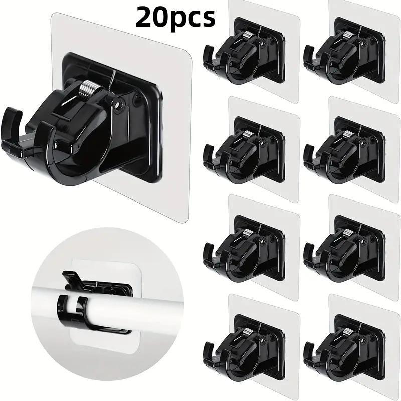 Self Adhesive Curtain Rod Holder, 20pcs set Adjustable Hook for Damage-free Hanging, Home Organizer for Bathroom, Kitchen, Hotel Use